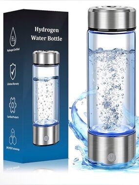 Portable Hydrogen Water Bottle - Silver Glass